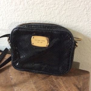 Michael Kors Black Croc Mini Crossbody Bag